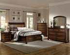 Homelegance 2159-4PC 4 pc cumberland rich medium brown finish wood sleigh bedroom set