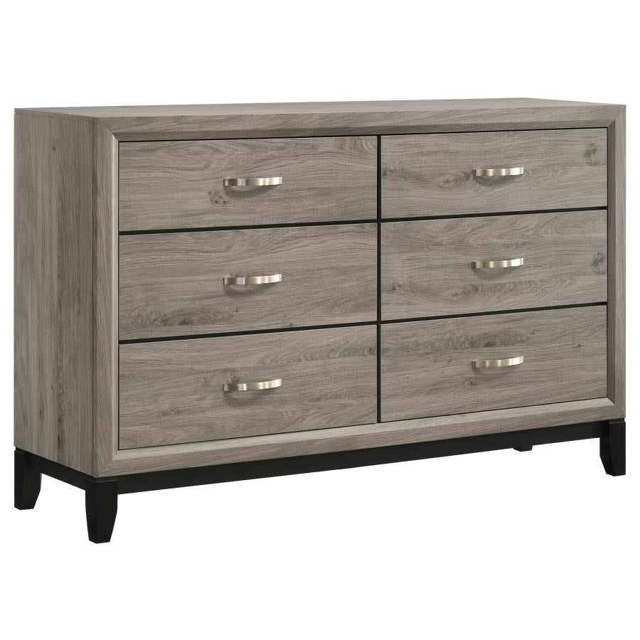 Valen Light Taupe 4-Piece Queen Bedroom Set with Groove Panel Bed – 215911Q-S4