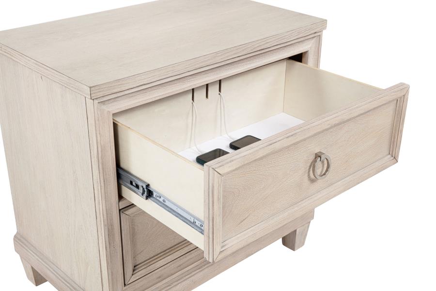 Pembroke Washed Oak Finish Wood 2-Drawer Nightstand – 215922