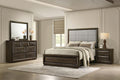 Coaster 215971Q-S4 4 pc Altas dark oak finish wood grey fabric headboard queen bedroom set