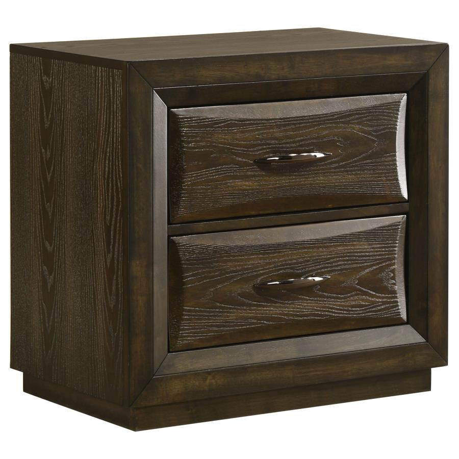 Coaster 215971Q-S4 4 pc Altas dark oak finish wood grey fabric headboard queen bedroom set