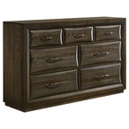 Coaster 215971Q-S4 4 pc Altas dark oak finish wood grey fabric headboard queen bedroom set