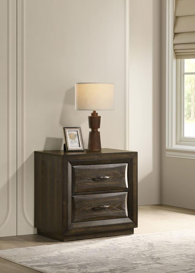 Atlas 2-Drawer Bedroom Nightstand Bedside Table Dark Oak – 215972