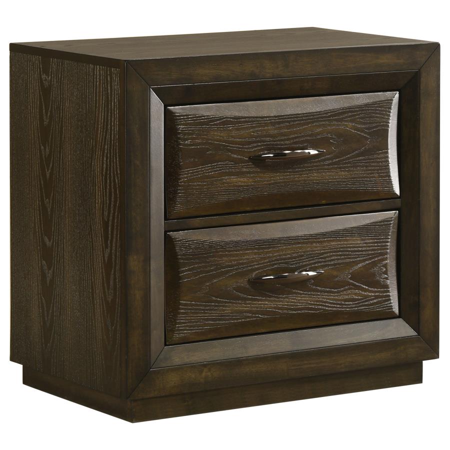 Atlas 2-Drawer Bedroom Nightstand Bedside Table Dark Oak – 215972