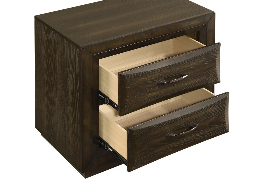 Atlas 2-Drawer Bedroom Nightstand Bedside Table Dark Oak – 215972