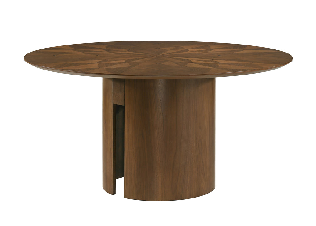 2159T 5 pc Shari 59" round walnut finish wood dining table set