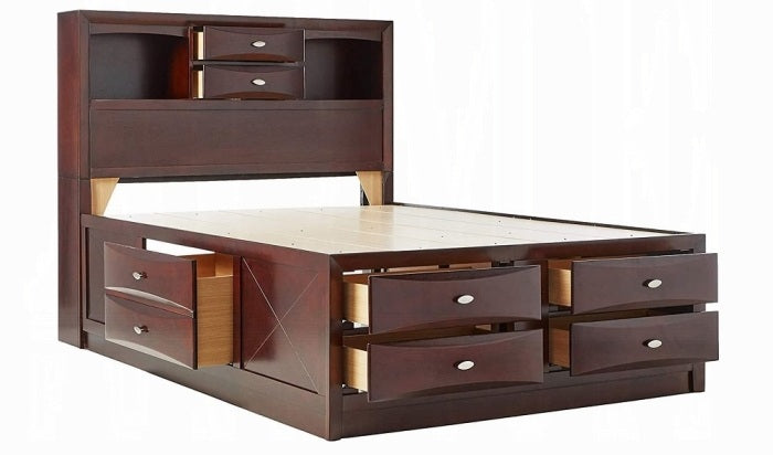 Acme 21600Q-4PC 4 pc Ireland espresso finish wood storage headboard underbed drawers queen bed set