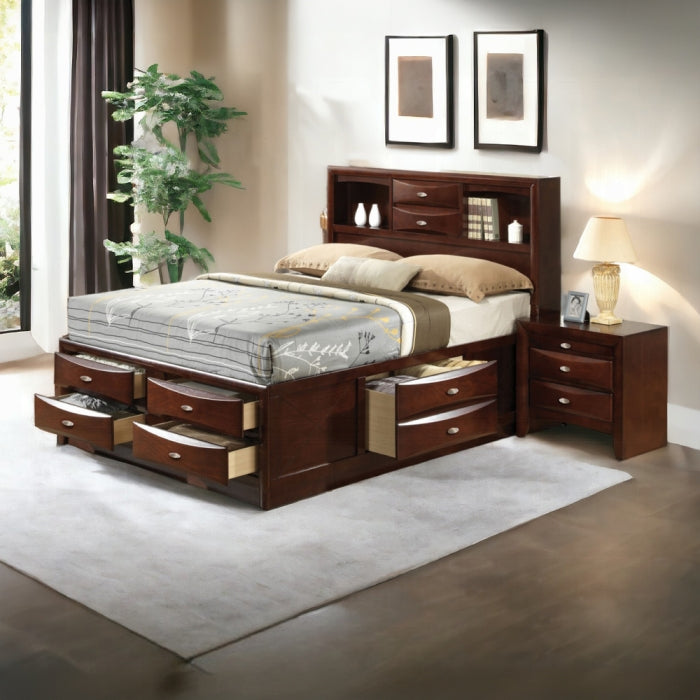Acme 21600Q-4PC 4 pc Ireland espresso finish wood storage headboard underbed drawers queen bed set