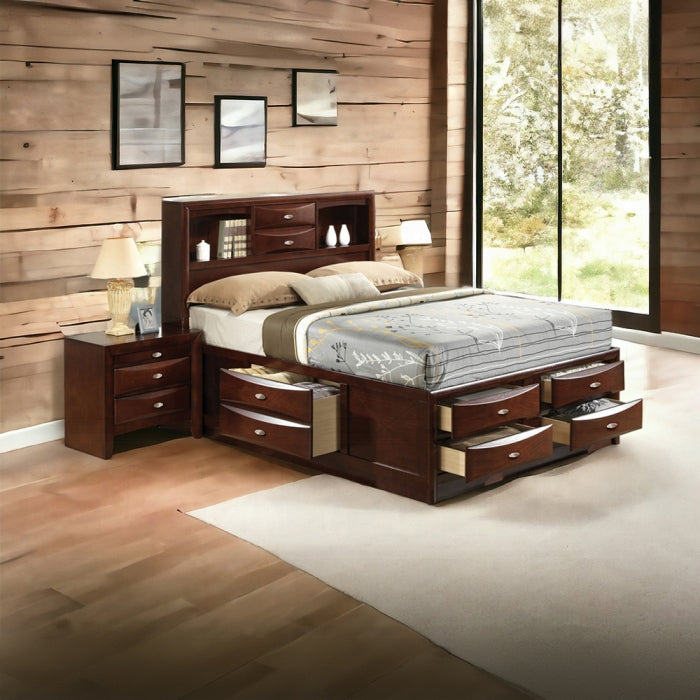 Acme 21600Q-4PC 4 pc Ireland espresso finish wood storage headboard underbed drawers queen bed set