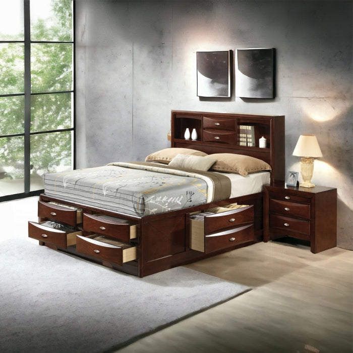 Acme 21600Q-4PC 4 pc Ireland espresso finish wood storage headboard underbed drawers queen bed set