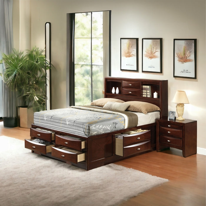 Acme 21600Q-4PC 4 pc Ireland espresso finish wood storage headboard underbed drawers queen bed set