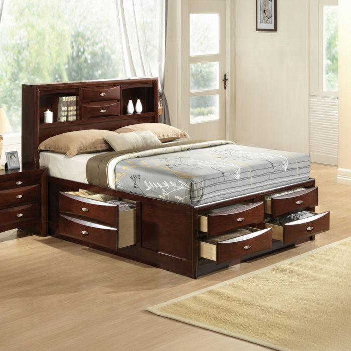 Acme 21600Q-4PC 4 pc Ireland espresso finish wood storage headboard underbed drawers queen bed set