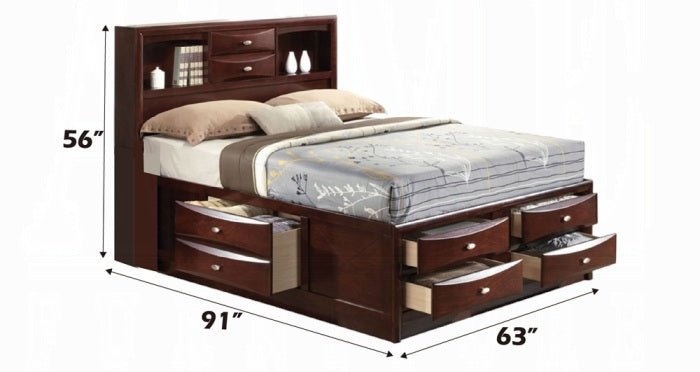 Acme 21600Q-4PC 4 pc Ireland espresso finish wood storage headboard underbed drawers queen bed set