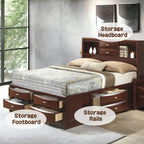 Acme 21600Q-4PC 4 pc Ireland espresso finish wood storage headboard underbed drawers queen bed set