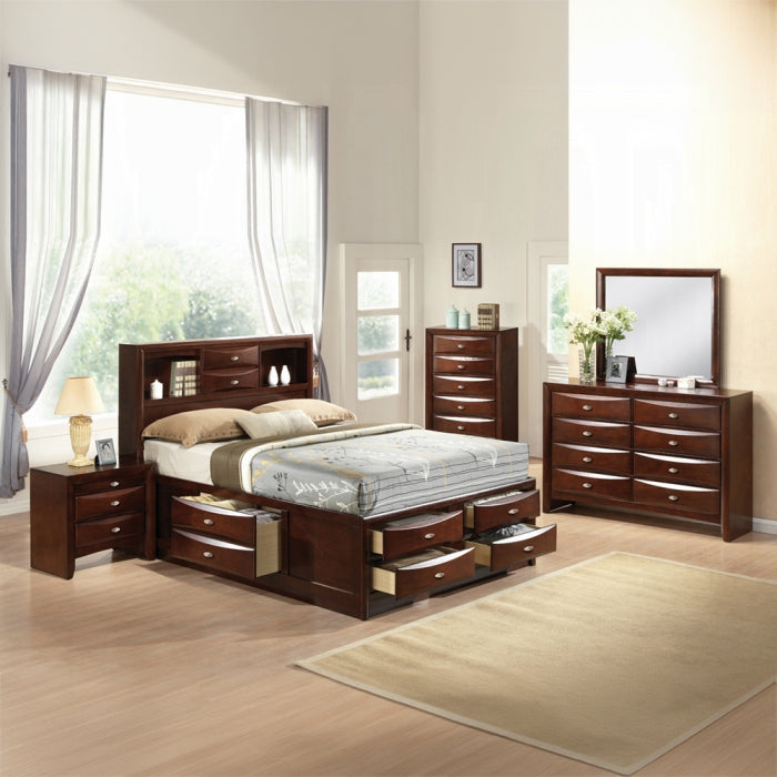 Acme 21600Q-4PC 4 pc Ireland espresso finish wood storage headboard underbed drawers queen bed set