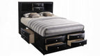 Acme 21610Q-4PC 4 pc Ireland black finish wood storage headboard underbed drawers queen bed set