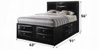 Acme 21610Q-4PC 4 pc Ireland black finish wood storage headboard underbed drawers queen bed set