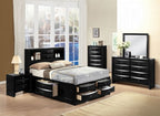 Acme 21610Q-4PC 4 pc Ireland black finish wood storage headboard underbed drawers queen bed set