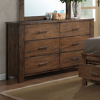 Acme BD02077Q 5 pc Merrilee oak finish wood queen bed with storage drawers headboard and nightstands with side piers