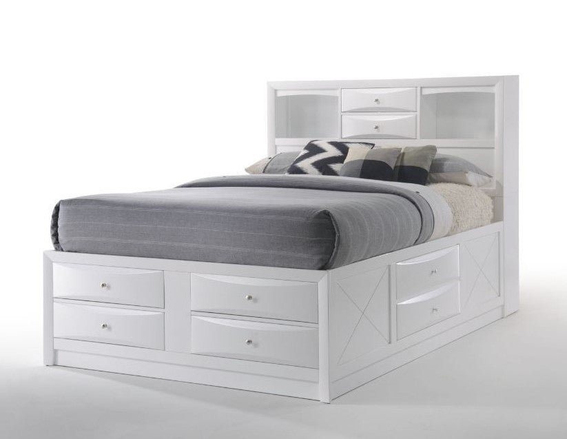 Acme 21700Q Ireland white finish wood storage headboard underbed drawers queen bed