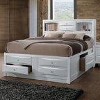 Acme 21700Q-4PC 4 pc Ireland white finish wood storage headboard underbed drawers queen bed set