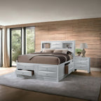 Acme 21700Q-4PC 4 pc Ireland white finish wood storage headboard underbed drawers queen bed set