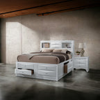 Acme 21700Q-4PC 4 pc Ireland white finish wood storage headboard underbed drawers queen bed set