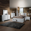 Acme 21700Q-4PC 4 pc Ireland white finish wood storage headboard underbed drawers queen bed set