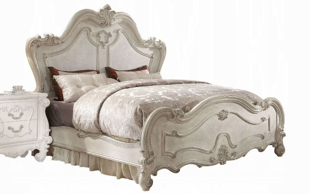 Acme 21760Q 4 pc versailles bone white finish wood carved accents headboard queen bedroom set