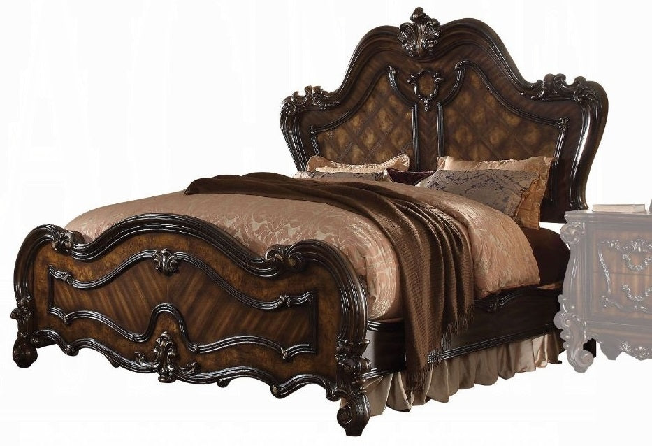 Acme 21790Q 4 pc versailles cherry oak finish wood carved accents headboard queen bedroom set