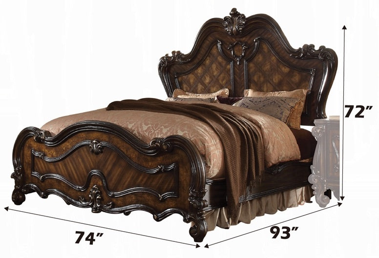 Acme 21790Q 4 pc versailles cherry oak finish wood carved accents headboard queen bedroom set