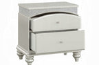 21800Q-4PC 4 pc Maverik platinum finish wood and fabric padded arched top headboard queen bedroom set