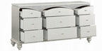 21800Q-4PC 4 pc Maverik platinum finish wood and fabric padded arched top headboard queen bedroom set