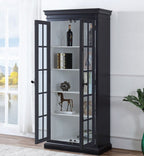 2183-BLKC Laurel foundry haught black and white finish wood curio cabinet french inspired with 2 door and 4 shelves