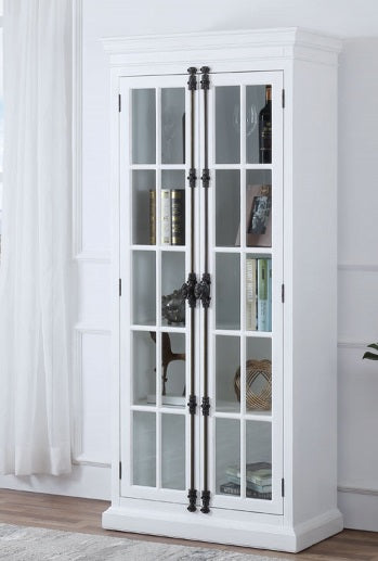 2183-AWC Laurel foundry haught white finish wood curio cabinet french inspired with 2 door and 4 shelves