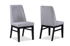 2201LG 5 pc Hadley white faux marble top black metal frame 48" round dining table set grey fabric seats