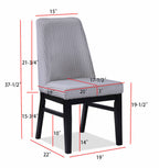 2201LG 5 pc Hadley white faux marble top black metal frame 48" round dining table set grey fabric seats