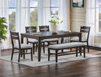 2204T-6PC 6 pc Higgins dark finish wood dining table set with bench