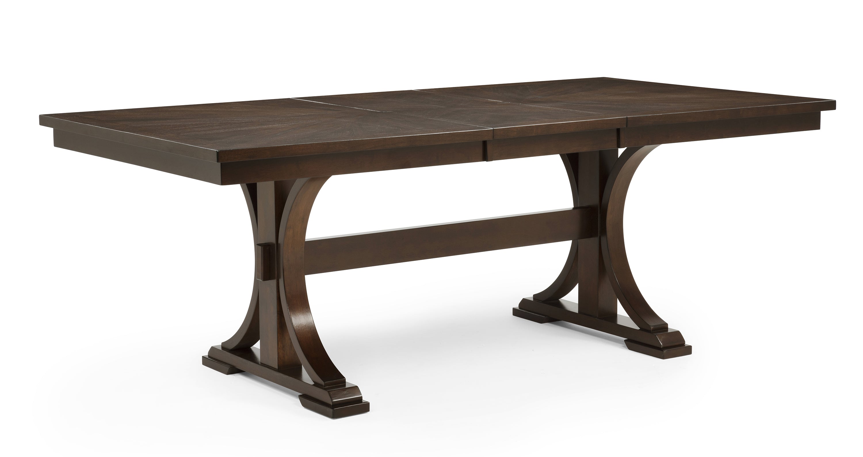 2210T-6PC 6 pc Hamil dark brown finish wood parquet design dining table set trestle base