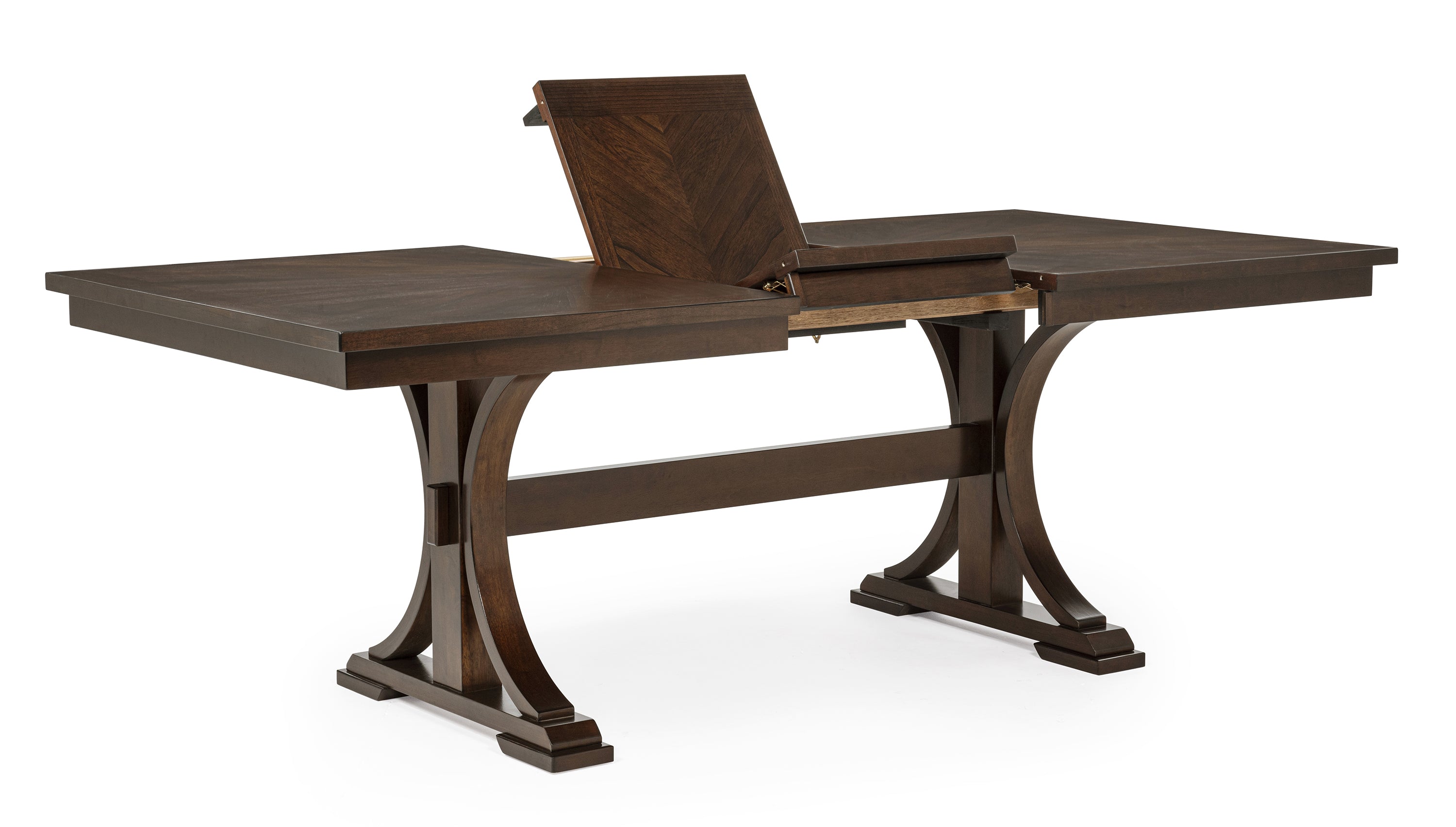 2210T-6PC 6 pc Hamil dark brown finish wood parquet design dining table set trestle base
