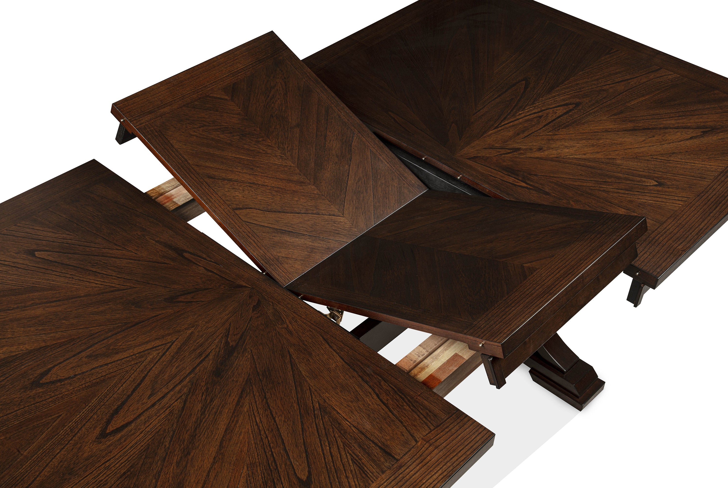 2210T-6PC 6 pc Hamil dark brown finish wood parquet design dining table set trestle base