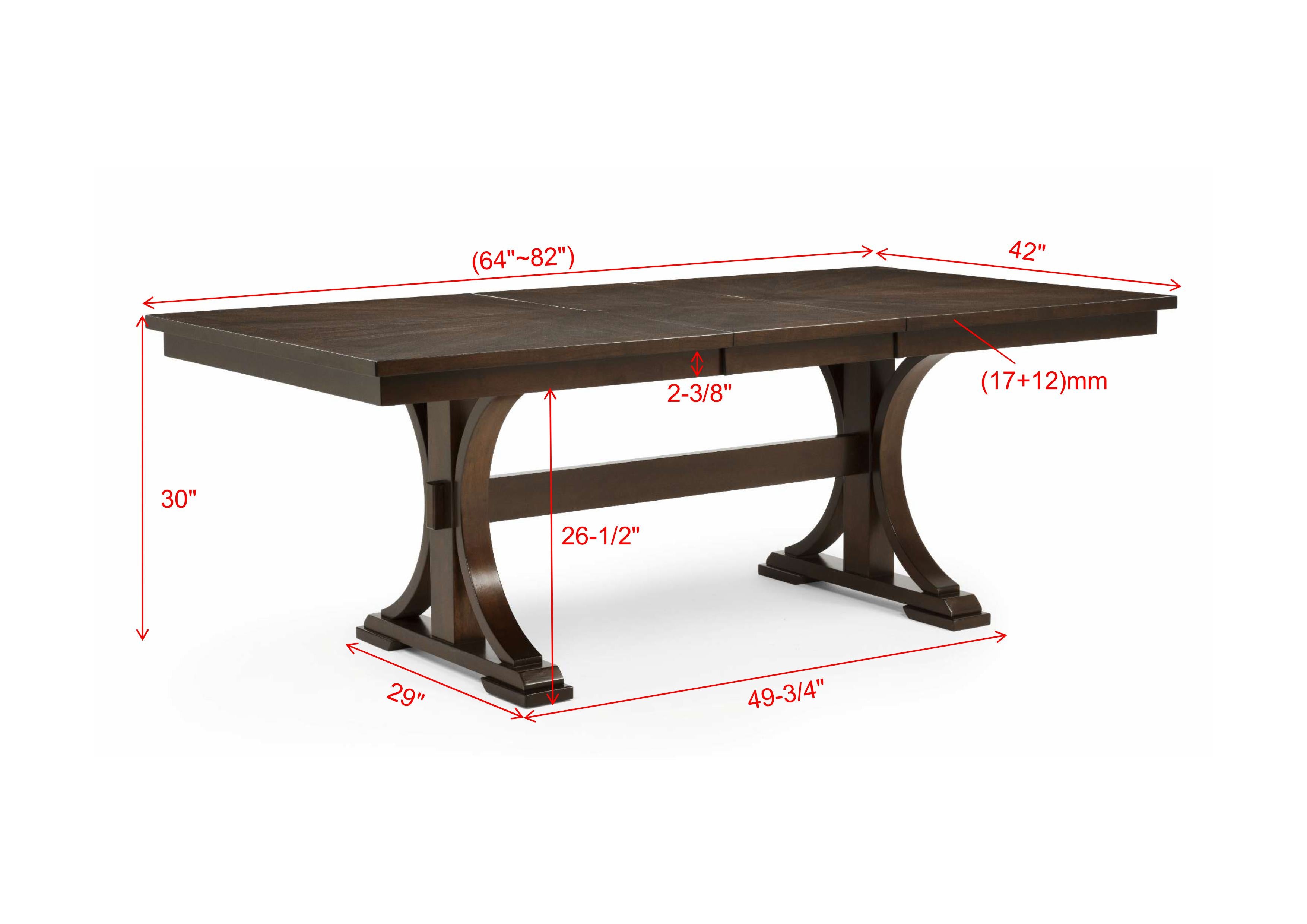 2210T-6PC 6 pc Hamil dark brown finish wood parquet design dining table set trestle base