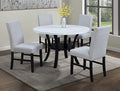 2216-5PC 5 pc Isla black finish wood frame 48" Round faux marble top dining table set