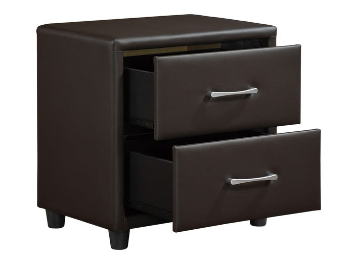 Homelegance 2220DBR-4PC 4 pc Lorenzi dark brown vinyl upholstered queen bedroom set