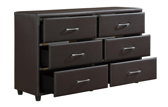 Homelegance 2220DBR-4PC 4 pc Lorenzi dark brown vinyl upholstered queen bedroom set