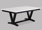 2222T-WH 7 pc Tanner black finish wood and white faux marble top dining table set