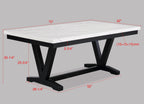 2222T-WH 7 pc Tanner black finish wood and white faux marble top dining table set