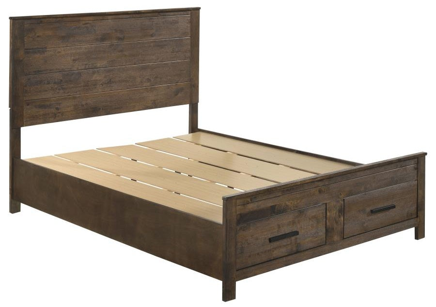 Coaster 222631Q-S4 4 pc Woodmont rustic golden brown finish wood footboard drawers queen bedroom set
