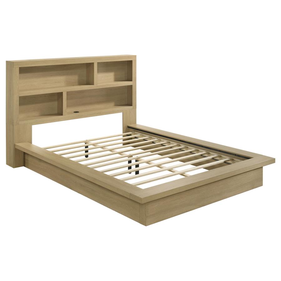 Light Oak 4-Piece Queen Bedroom Set with Bookcase Headboard – 222650Q-S4