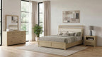 Light Oak 4-Piece Queen Bedroom Set with Cream Boucle Headboard – 222651Q-S4